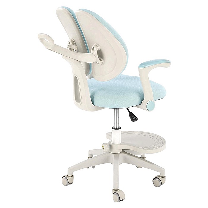 Scaun birou ergonomic pentru copii HM Panco, ajustabil pe inaltime si adancime, mesh, suport pentru picioare, 70 kg, bleu [4]
