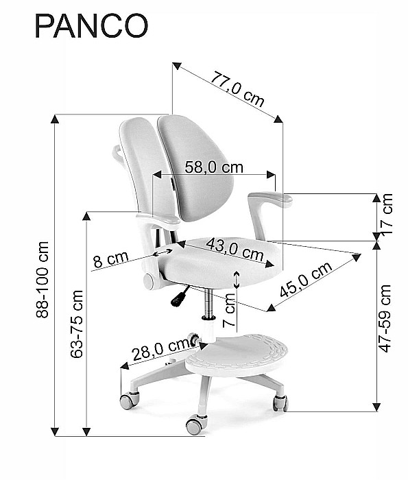 Scaun birou ergonomic pentru copii HM Panco, ajustabil pe inaltime si adancime, mesh, suport pentru picioare, 70 kg, bleu [12]