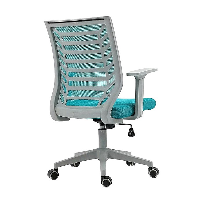 Scaun birou ergonomic SL Q320, mesh, mecanism inclinare, baza polipropilena, suport lombar, roti cauciucate, 90 kg, albastru/gri [2]