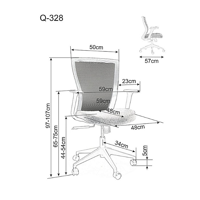 Scaun birou ergonomic SL Q328, mesh, inaltime reglabila, roti pivotante, cadru polipropilena, 136 kg, negru/albastru [7]