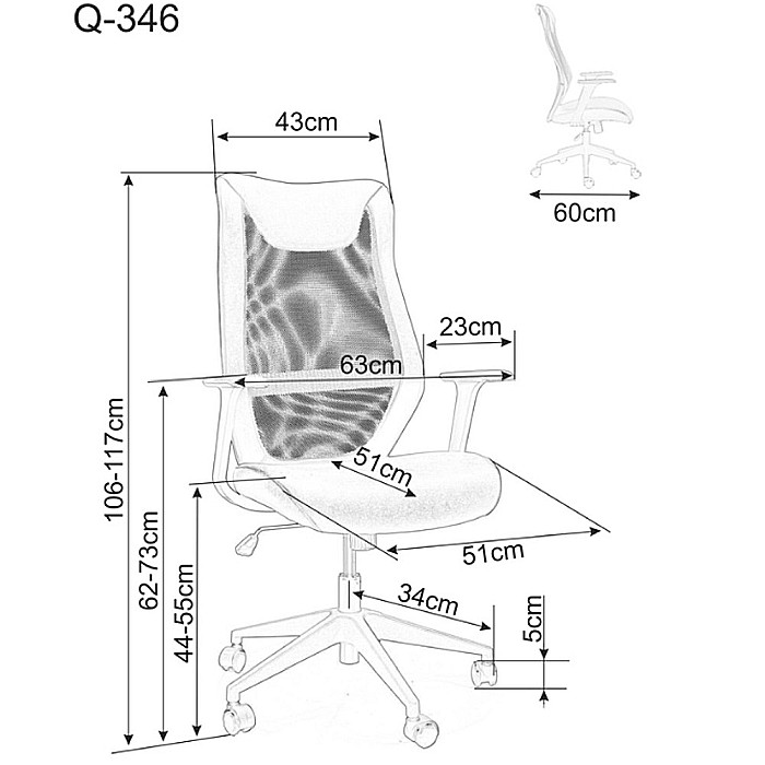 Scaun birou ergonomic SL Q346 Gri [9]