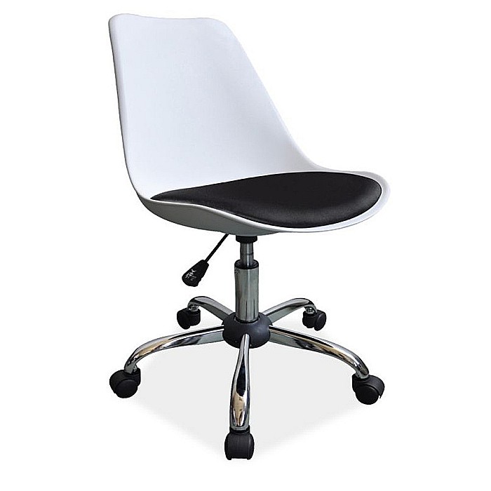 Scaun birou ergonomic, SL Q777, polipropilena, tapiterie piele ecologica, mecanism de balans, 100 kg, alb/negru [1]