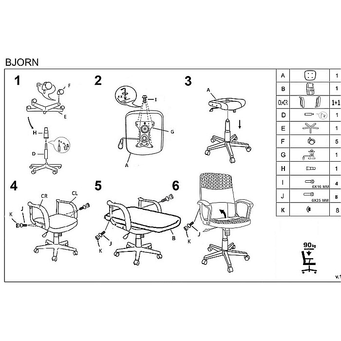 Scaun birou HM Bjorn, piele ecologica, mecanism balans, suport lombar, cotiere tapitate, 90 kg, gri/negru [4]