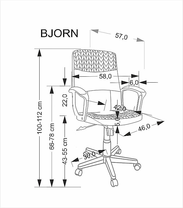 Scaun birou HM Bjorn, piele ecologica, mecanism balans, suport lombar, cotiere tapitate, 90 kg, gri/negru [3]