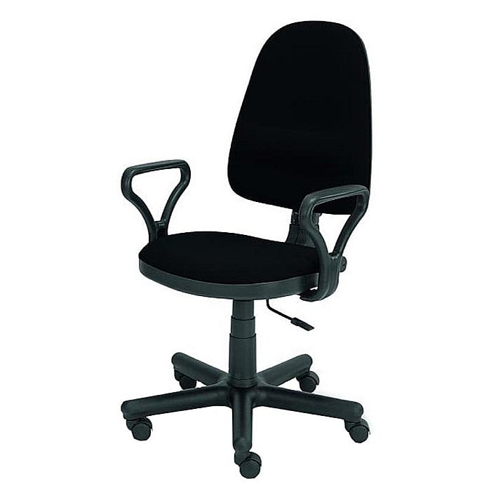 Scaun birou HM Bravo, Ergonomic, Polipropilena, Stofa, Inaltime ajustabila, 90 kg, Negru [2]