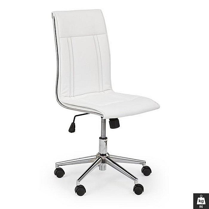 Scaun birou HM Porto, piele ecologica, baza cromata, inaltime ajustabila, rotativ, 90 kg, alb [1]