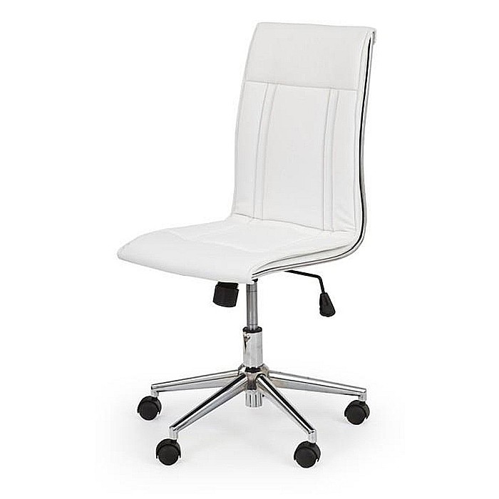 Scaun birou HM Porto, piele ecologica, baza cromata, inaltime ajustabila, rotativ, 90 kg, alb [2]