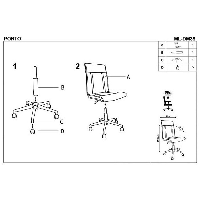 Scaun birou HM Porto, piele ecologica, baza cromata, inaltime ajustabila, rotativ, 90 kg, alb [5]