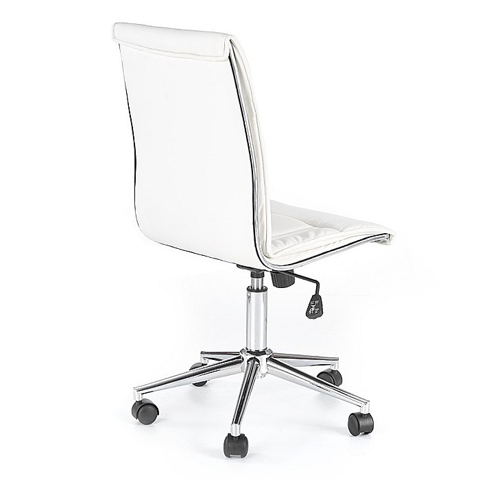 Scaun birou HM Porto, piele ecologica, baza cromata, inaltime ajustabila, rotativ, 90 kg, alb [3]