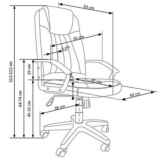Scaun birou HM Rino, Ergonomic, Stofa, Inaltime reglabila, Mecanism balansare, 100 kg, 122x61x40 cm, Gri [3]