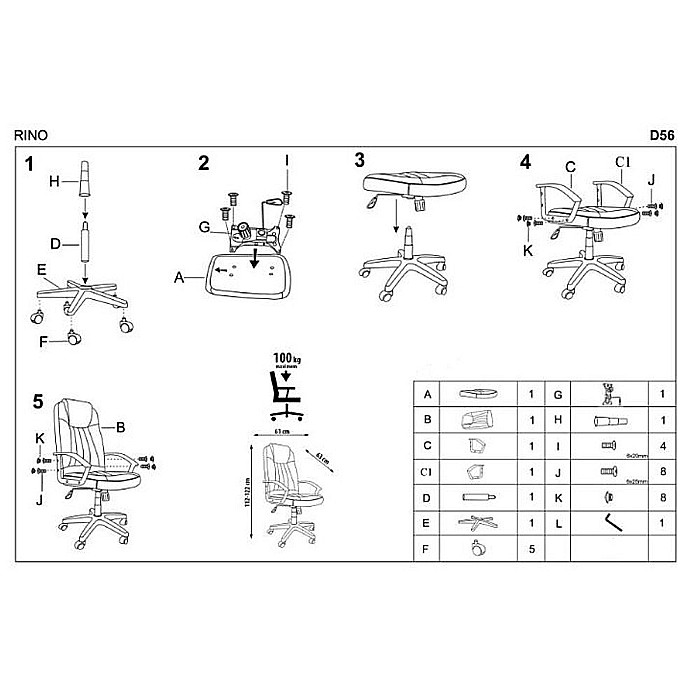 Scaun birou HM Rino, Ergonomic, Stofa, Inaltime reglabila, Mecanism balansare, 100 kg, 122x61x40 cm, Gri [4]