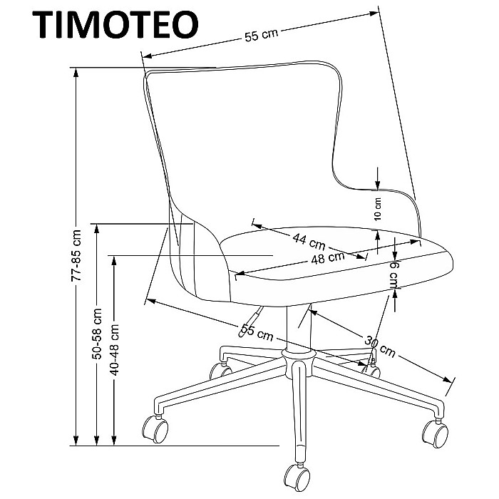 Scaun birou HM Timoteo, stofa tip catifea, inaltime ajustabila, roti pivotante, cadru metalic auriu, 100 kg, gri [2]
