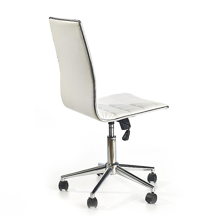 Scaun birou HM Tirol, Ergonomic, Piele ecologica, Cadru cromat, Inaltime ajustabila, 90 kg, 107x44x41 cm, Alb [3]