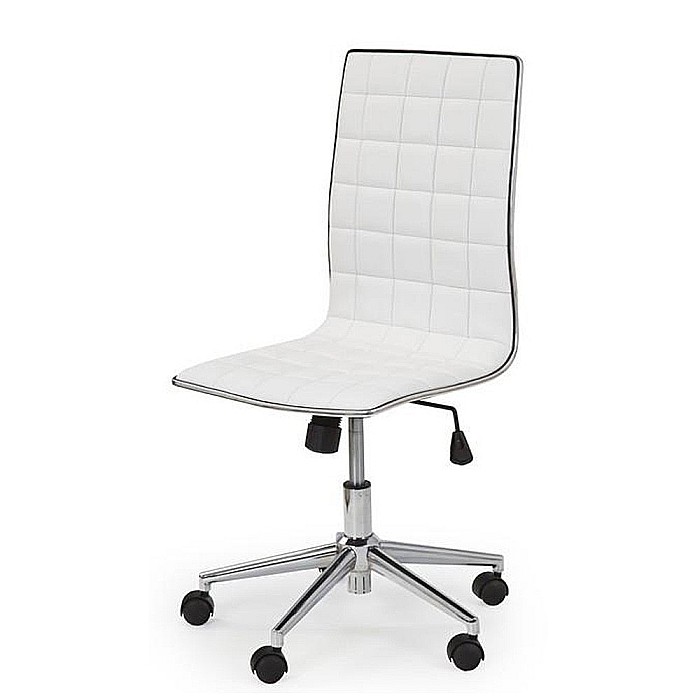 Scaun birou HM Tirol, Ergonomic, Piele ecologica, Cadru cromat, Inaltime ajustabila, 90 kg, 107x44x41 cm, Alb [2]