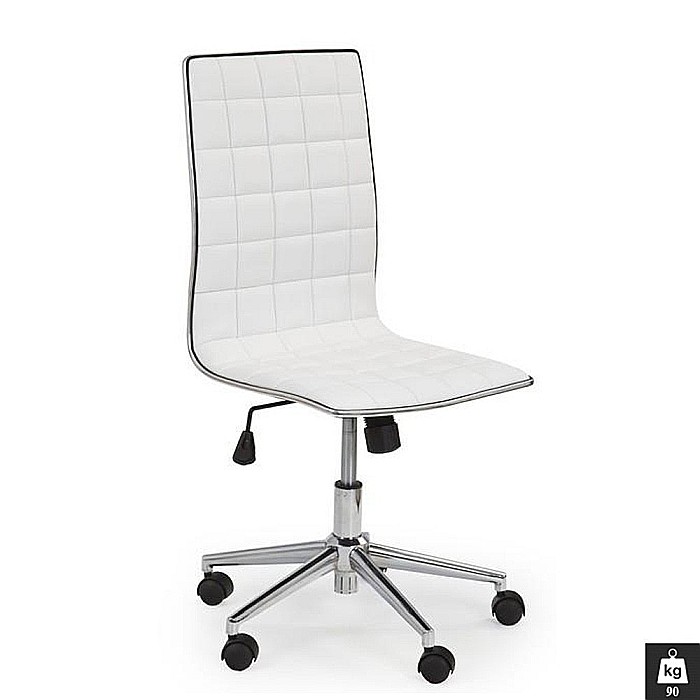 Scaun birou HM Tirol, Ergonomic, Piele ecologica, Cadru cromat, Inaltime ajustabila, 90 kg, 107x44x41 cm, Alb [1]