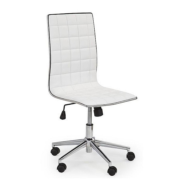 Scaun birou HM Tirol, Ergonomic, Piele ecologica, Cadru cromat, Inaltime ajustabila, 90 kg, 107x44x41 cm, Alb [6]