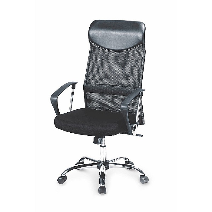 Scaun birou HM Vire, Mesh, Ergonomic, Cadru Metal, Tetiera cu piele ecologica, Inaltime ajustabila, Mecanism balansare, 100 Kg, Negru [2]