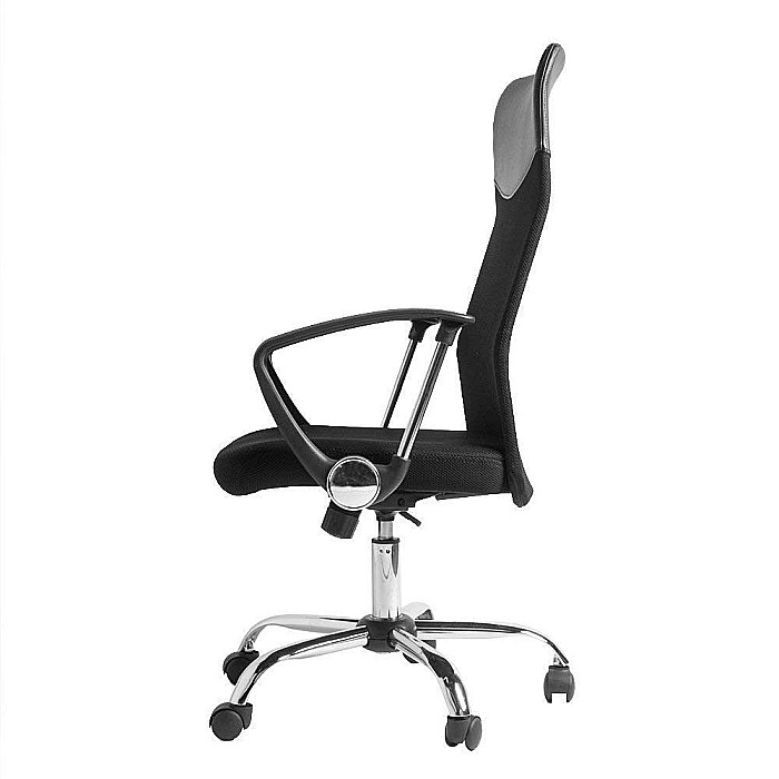 Scaun birou HM Vire, Mesh, Ergonomic, Cadru Metal, Tetiera cu piele ecologica, Inaltime ajustabila, Mecanism balansare, 100 Kg, Negru [4]
