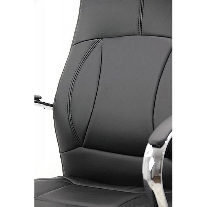 Scaun birou OFF 331, mecanism inclinare, piele ecologica, baza cromata, 110 kg, negru [3]