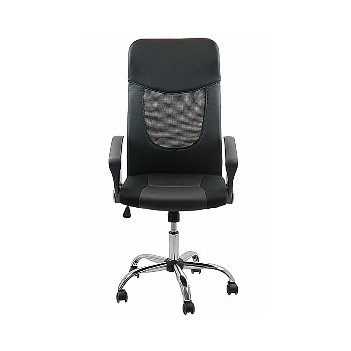 Scaun birou OFF 906, ergonomic, mesh, piele ecologica, cadru cromat, mecanism de balans, 110 kg, negru [3]