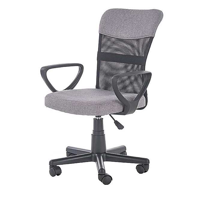 Scaun birou pentru copii cu plasa textila, HM Timmy, ergonomic, inaltime reglabila, structura polipropilena, rotativ, 120 kg, gri [2]