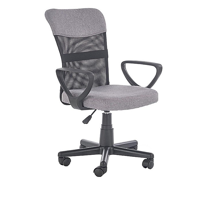 Scaun birou pentru copii cu plasa textila, HM Timmy, ergonomic, inaltime reglabila, structura polipropilena, rotativ, 120 kg, gri [1]