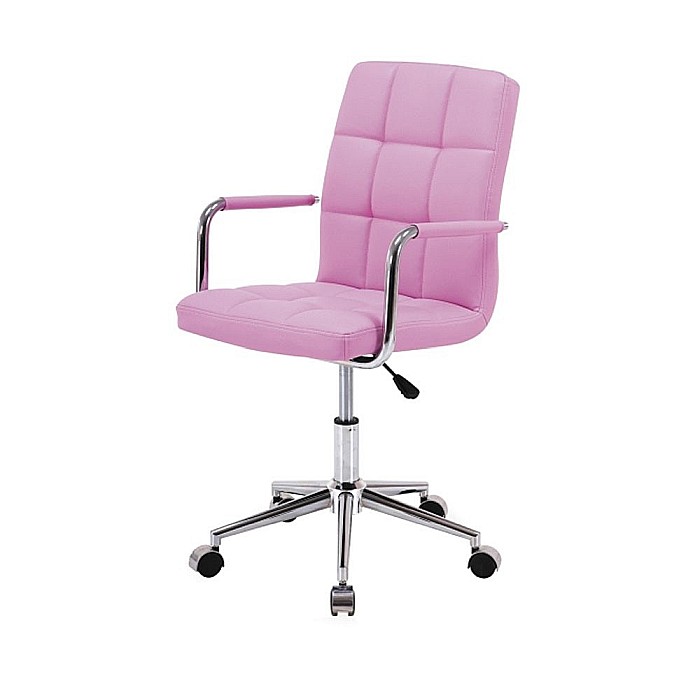 Scaun birou pentru copii SL Q022, Ergonomic, Piele ecologica, Inaltime ajustabila, Roti pivotante, 90 Kg, roz [2]
