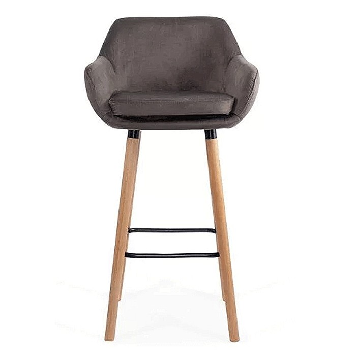 Scaun de bar ABS 1271, cu spatar, catifea, suport picioare, cadru lemn, fix, 110 kg [5]