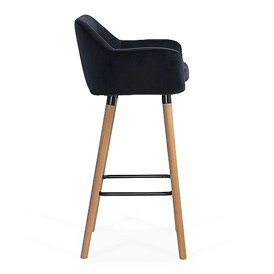 Scaun de bar ABS 1271, cu spatar, catifea, suport picioare, cadru lemn, fix, 110 kg [2]