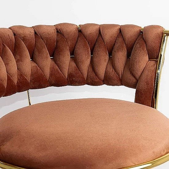 Scaun de bar ABS118, catifea, suport picioare, metal cromat auriu, rotatie 360 grade, 100 kg [2]