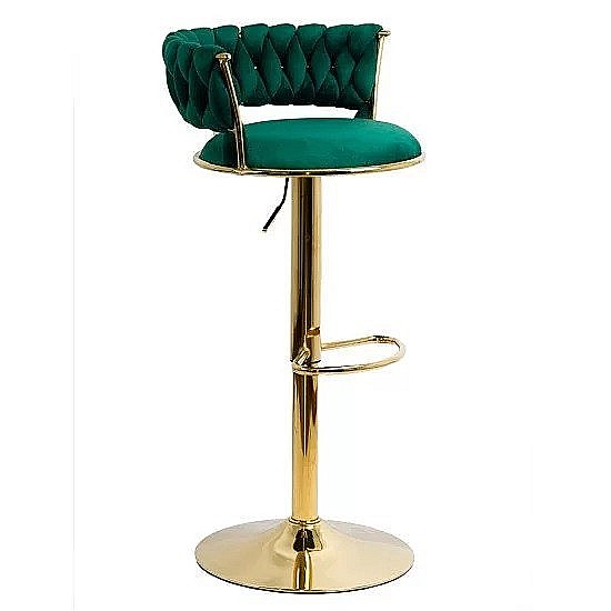 Scaun de bar ABS118, catifea, suport picioare, metal cromat auriu, rotatie 360 grade, 100 kg [4]