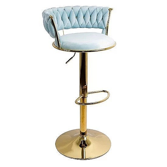 Scaun de bar ABS118, catifea, suport picioare, metal cromat auriu, rotatie 360 grade, 100 kg [5]