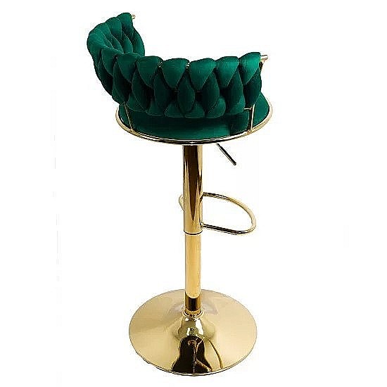Scaun de bar ABS118, catifea, suport picioare, metal cromat auriu, rotatie 360 grade, 100 kg [3]