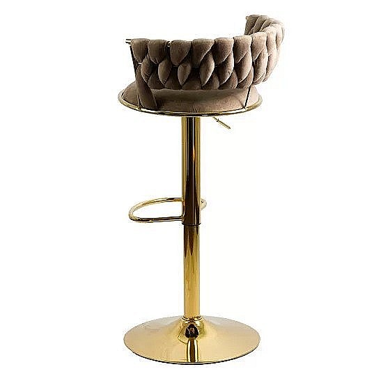 Scaun de bar ABS118, catifea, suport picioare, metal cromat auriu, rotatie 360 grade, 100 kg [2]