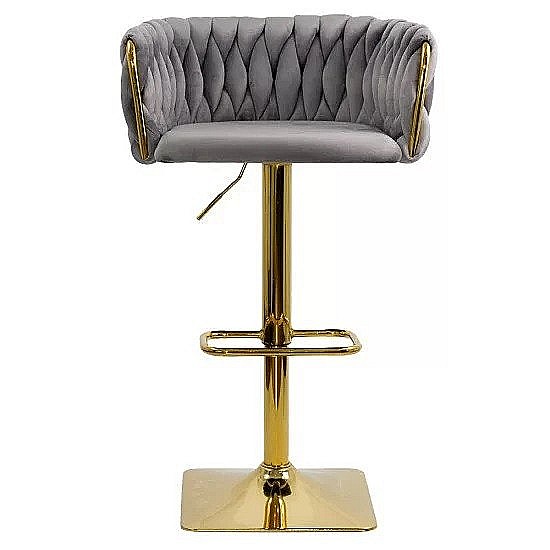 Scaun de bar ABS118P, catifea, suport picioare, metal cromat auriu, inaltime reglabila, 100 kg [2]