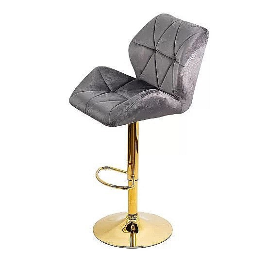 Scaun de bar ABS148, catifea, suport picioare, metal cromat auriu, inaltime reglabila, 100 kg [3]