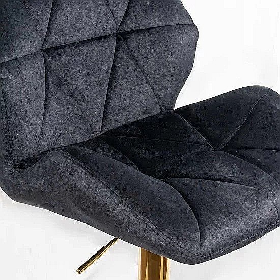 Scaun de bar ABS148, catifea, suport picioare, metal cromat auriu, inaltime reglabila, 100 kg [6]