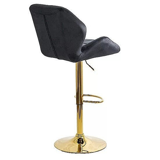 Scaun de bar ABS148, catifea, suport picioare, metal cromat auriu, inaltime reglabila, 100 kg [3]