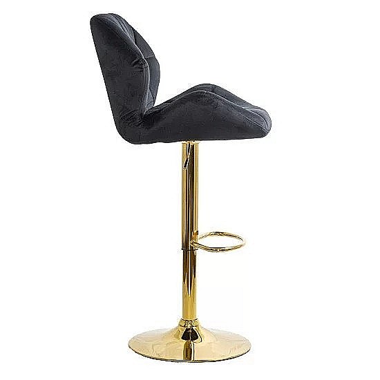Scaun de bar ABS148, catifea, suport picioare, metal cromat auriu, inaltime reglabila, 100 kg [4]