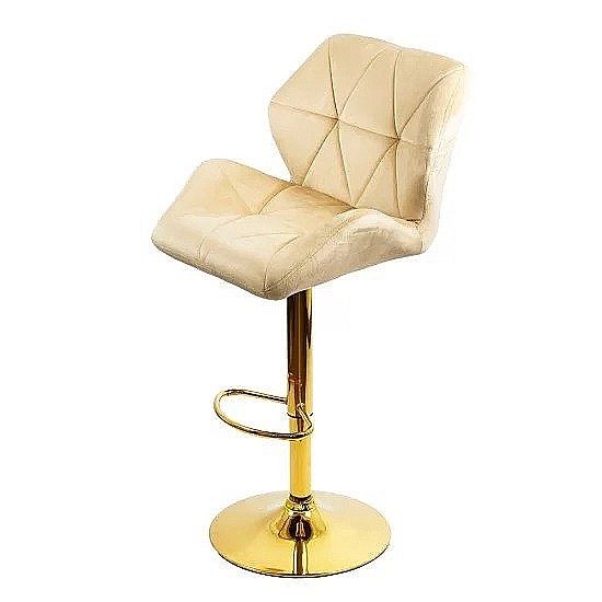 Scaun de bar ABS148, catifea, suport picioare, metal cromat auriu, inaltime reglabila, 100 kg [2]