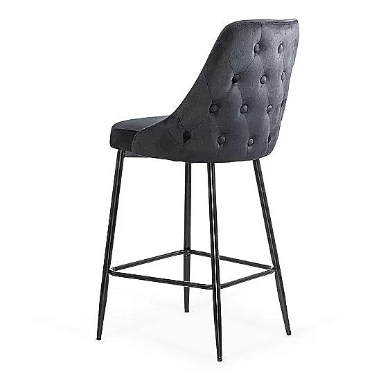 Scaun de bar fix, metalic, ABS143, cu tapiterie catifea, inalt, robust, 110 kg [2]