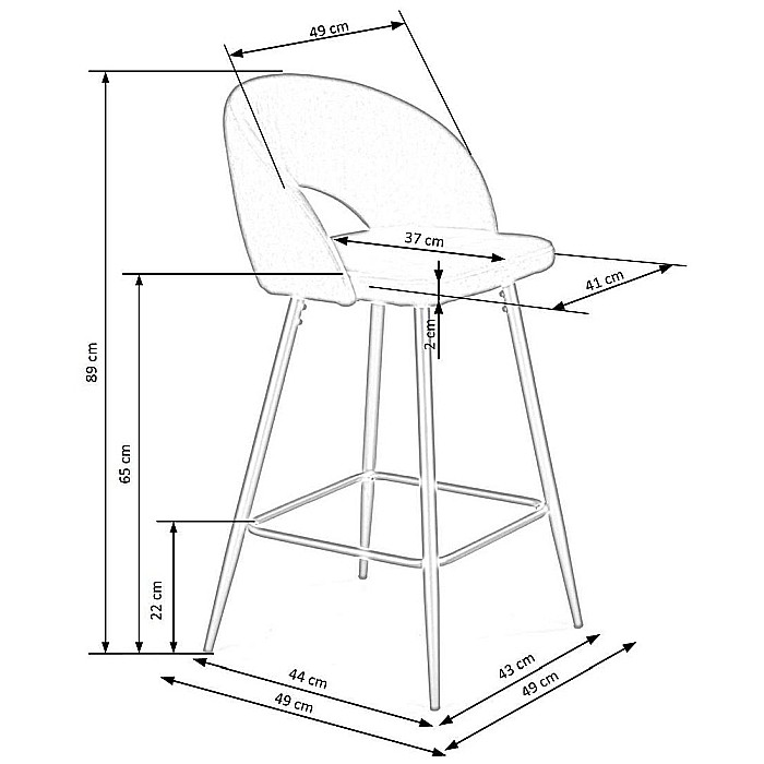 Scaun de bar H96 velvet Albastru [9]