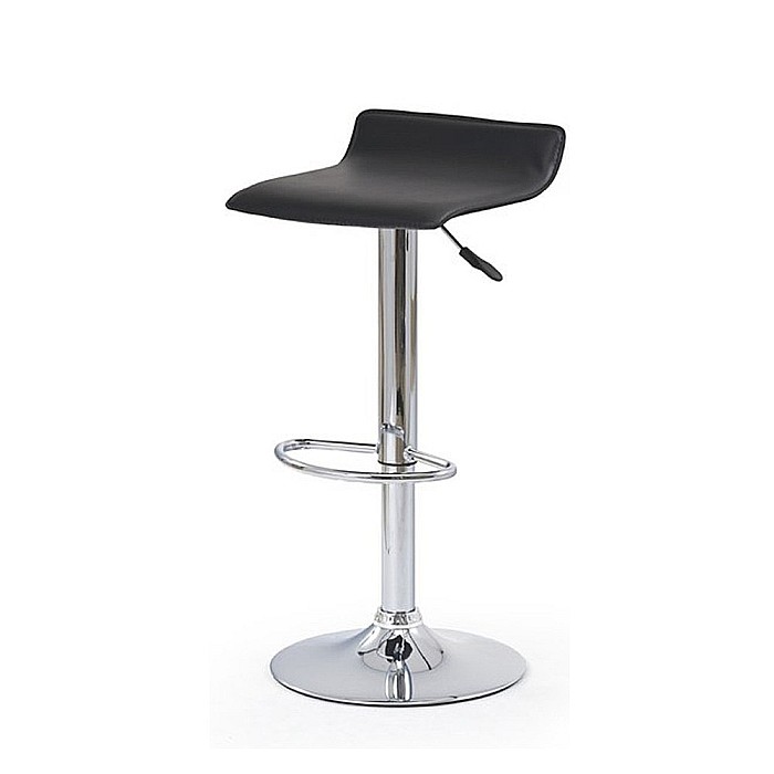 Scaun de bar HM H1, Cadru cromat, Piele ecologica, Rotativ, Suport picioare, Inaltime ajustabila, 102 kg, 84x40x39 cm, Negru [2]
