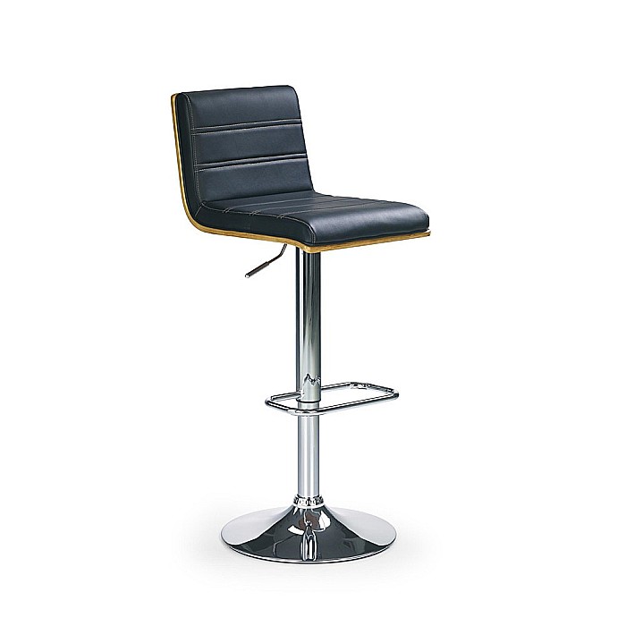 Scaun de bar HM H31, Piele ecologica, Baza cromata, Inaltime ajustabila, Rotativ, Suport picioare, 90 kg, Negru [6]
