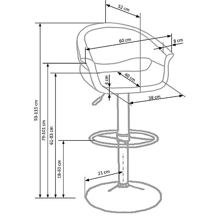 Scaun de bar HM H46, Piele ecologica, Rotativ, Inaltime ajustabila, Cu spatar, Inaltime ajustabila, 90 kg, 115x60x46 cm, Alb/Negru [6]