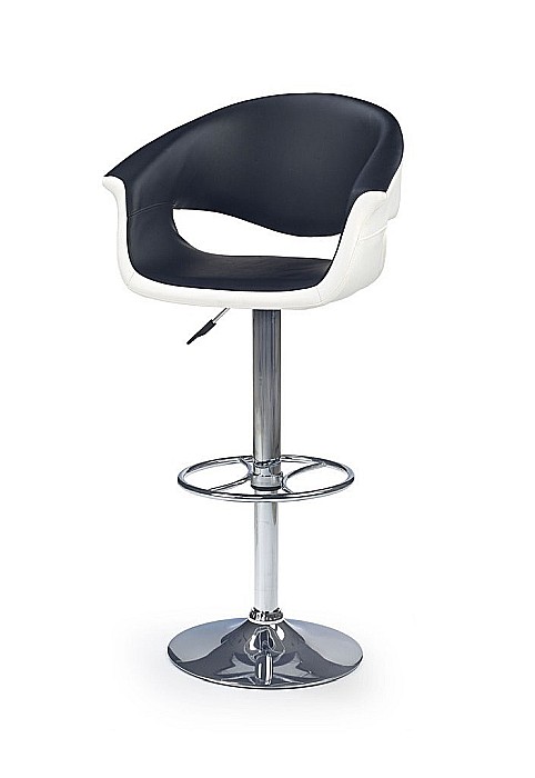 Scaun de bar HM H46, Piele ecologica, Rotativ, Inaltime ajustabila, Cu spatar, Inaltime ajustabila, 90 kg, 115x60x46 cm, Alb/Negru [2]