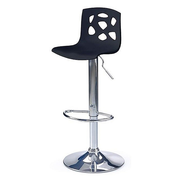 Scaun de bar, HM H48, Cadru cromat, Polipropilena, Inaltime ajustabila, Rotativ, 90kg, 105x38x41cm, Negru [2]