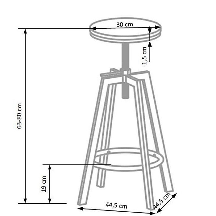Scaun de bar HM H64, Inaltime ajustabila, Rotativ, 100 kg, Negru/Maro [2]