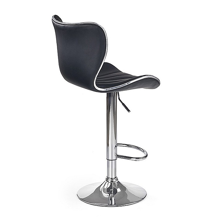 Scaun de bar HM H69, Piele ecologica, Inaltime ajustabila, Suport picioare, Cu spatar, Rotativ, 90 kg, Negru [2]
