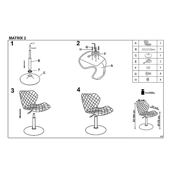 Scaun de bar HM Matrix 2, Ergonomic, Baza fixa, Cadru Cromat, Stofa/Piele ecologica, Inaltime ajustabila, Rotativ, 100 Kg, Alb/Negru [7]